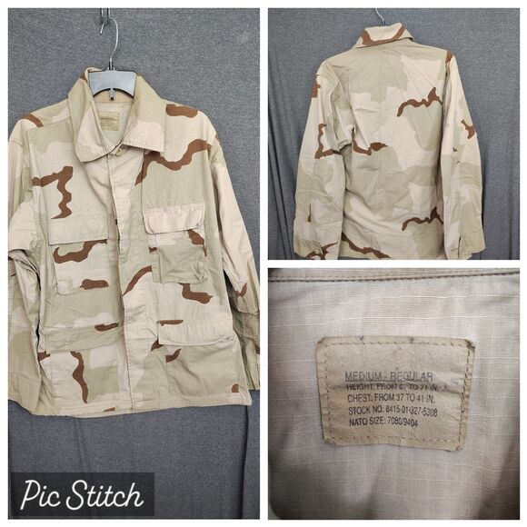 Vintage BDU COAT DESERT CAMOUFLAGE COMBAT SHIRT NSN 8415-01-327-5308 Med Reg - Picture 1 of 6